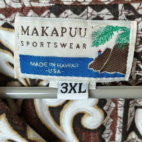 Makapuu Hawaiian Men's Shirt Size 3X Short Sleeve Button-up Brown Floral #F1217 - Picture 3 of 3